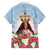 Guam Patroness Family Matching Off Shoulder Short Dress and Hawaiian Shirt The Legend Santa Marian Kamalen