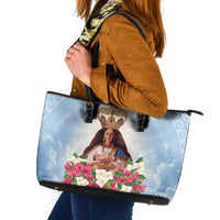 Guam Patroness Leather Tote Bag The Legend Santa Marian Kamalen LT05 Blue - Polynesian Pride
