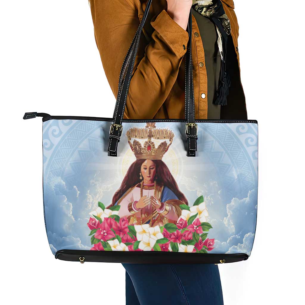 Guam Patroness Leather Tote Bag The Legend Santa Marian Kamalen LT05 - Polynesian Pride