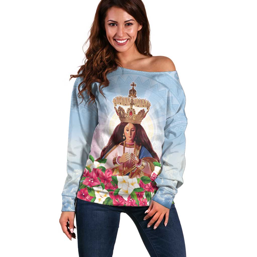 Guam Patroness Off Shoulder Sweater The Legend Santa Marian Kamalen