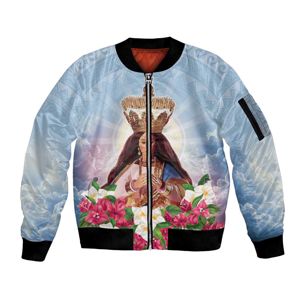 Guam Patroness Sleeve Zip Bomber Jacket The Legend Santa Marian Kamalen