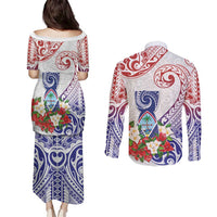 Happy Guam Santa Marian Kamalen Day Couples Matching Puletasi and Long Sleeve Button Shirt LT05 - Polynesian Pride
