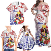 Happy Guam Santa Marian Kamalen Day Family Matching Off Shoulder Maxi Dress and Hawaiian Shirt