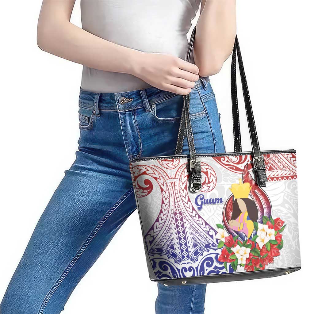 Happy Guam Santa Marian Kamalen Day Leather Tote Bag LT05 - Polynesian Pride