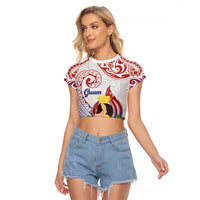 Happy Guam Santa Marian Kamalen Day Raglan Cropped T Shirt LT05 Female White - Polynesian Pride
