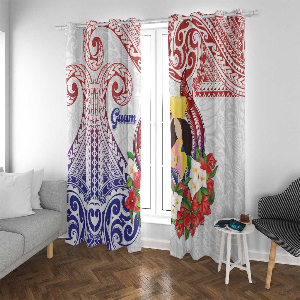 Happy Guam Santa Marian Kamalen Day Window Curtain LT05 With Grommets White - Polynesian Pride