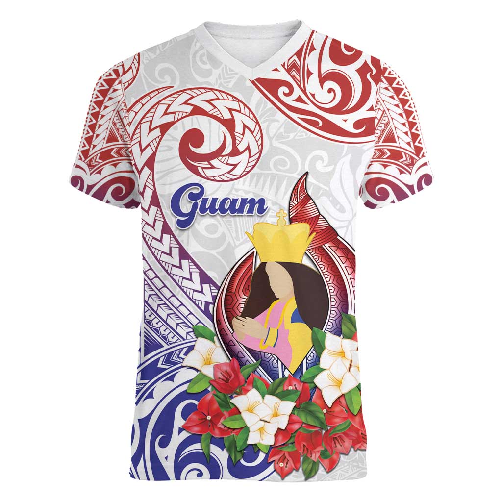 Happy Guam Santa Marian Kamalen Day Women V-Neck T-Shirt