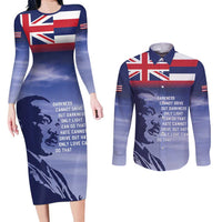 Hawaii MLK Day Couples Matching Long Sleeve Bodycon Dress and Long Sleeve Button Shirt LT05 Blue - Polynesian Pride