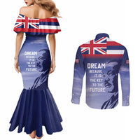 Hawaii MLK Day Couples Matching Mermaid Dress and Long Sleeve Button Shirt LT05 - Polynesian Pride