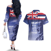Hawaii MLK Day Couples Matching Off The Shoulder Long Sleeve Dress and Hawaiian Shirt LT05 - Polynesian Pride