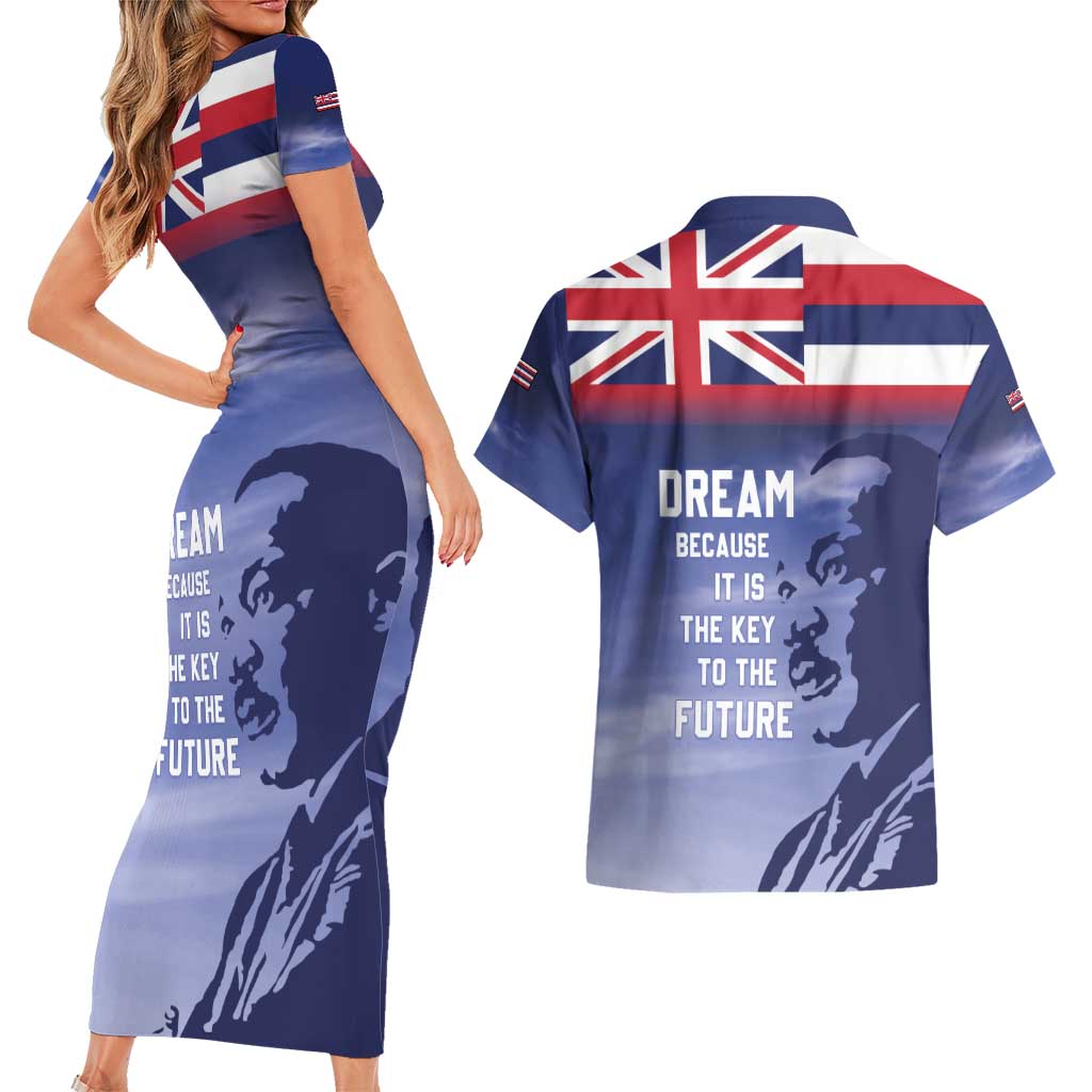 Hawaii MLK Day Couples Matching Short Sleeve Bodycon Dress and Hawaiian Shirt LT05 - Polynesian Pride