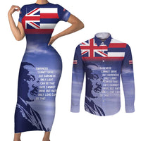 Hawaii MLK Day Couples Matching Short Sleeve Bodycon Dress and Long Sleeve Button Shirt LT05 Blue - Polynesian Pride