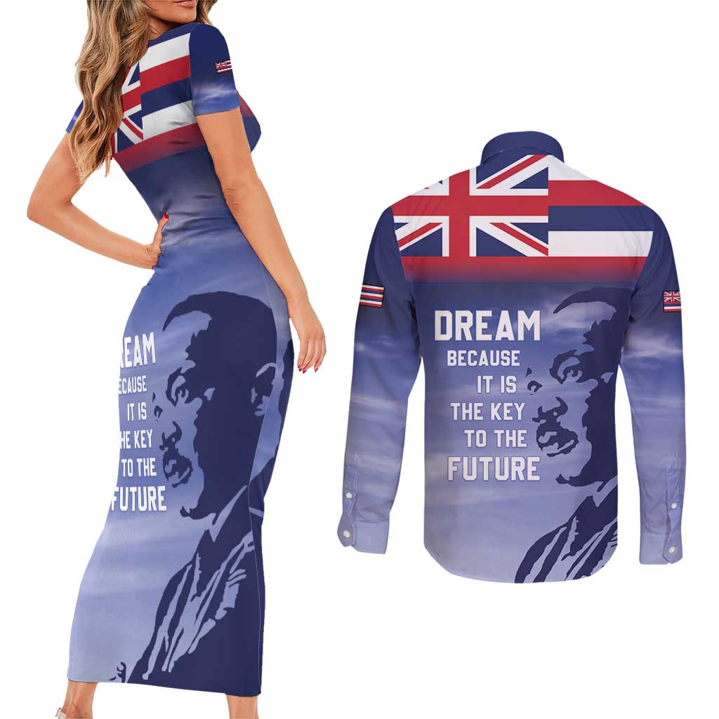 Hawaii MLK Day Couples Matching Short Sleeve Bodycon Dress and Long Sleeve Button Shirt LT05 - Polynesian Pride
