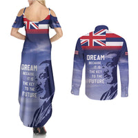 Hawaii MLK Day Couples Matching Summer Maxi Dress and Long Sleeve Button Shirt LT05 - Polynesian Pride