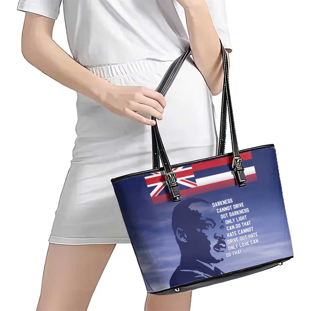 Hawaii MLK Day Leather Tote Bag LT05 - Polynesian Pride