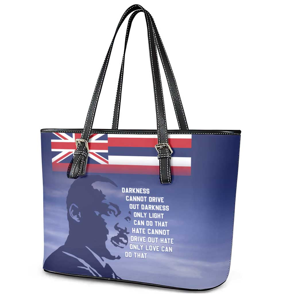 Hawaii MLK Day Leather Tote Bag LT05 - Polynesian Pride