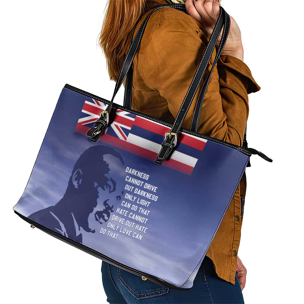 Hawaii MLK Day Leather Tote Bag LT05 - Polynesian Pride