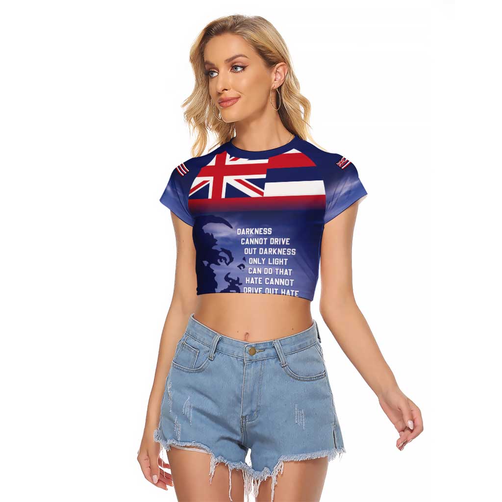 Hawaii MLK Day Raglan Cropped T Shirt LT05 Female Blue - Polynesian Pride