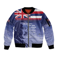 Hawaii MLK Day Sleeve Zip Bomber Jacket LT05 Unisex Blue - Polynesian Pride