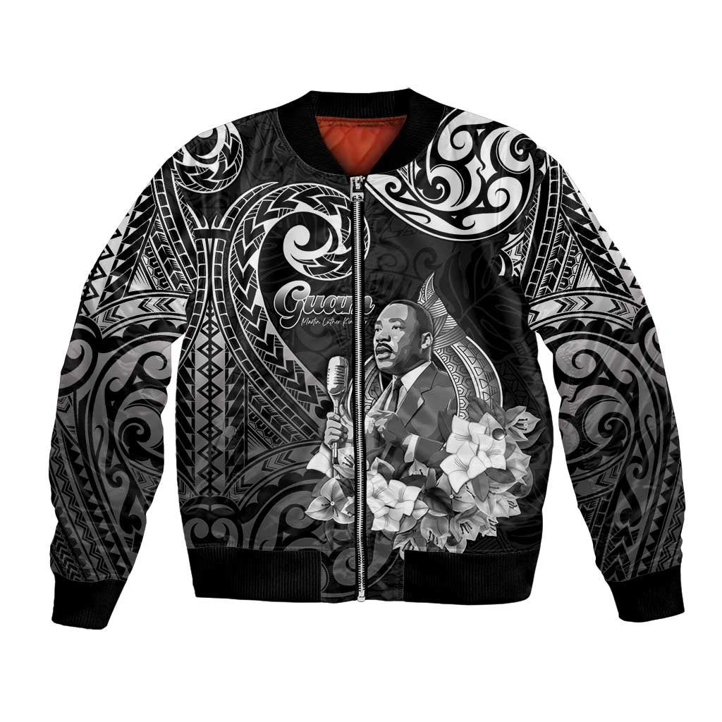 Guam MLK Day Bomber Jacket The Legacy Of MLK LT05 Unisex Black - Polynesian Pride