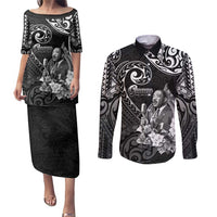 Guam MLK Day Couples Matching Puletasi and Long Sleeve Button Shirt The Legacy Of MLK LT05 Black - Polynesian Pride