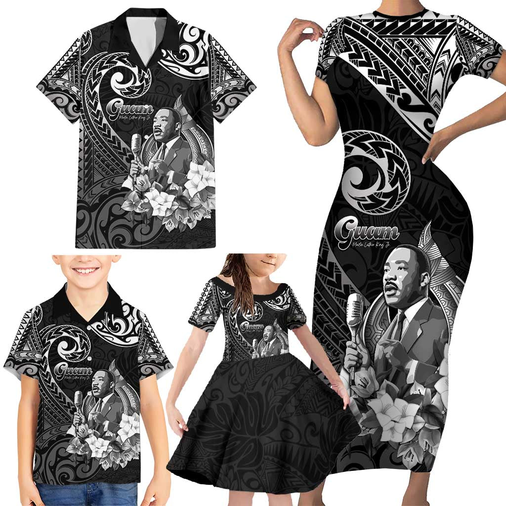 Guam MLK Day Family Matching Short Sleeve Bodycon Dress and Hawaiian Shirt The Legacy Of MLK