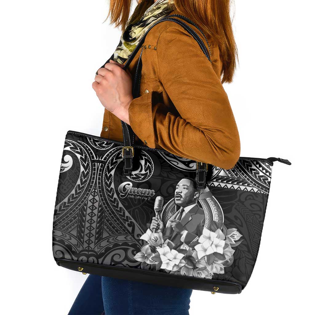 Guam MLK Day Leather Tote Bag The Legacy Of MLK LT05 Black - Polynesian Pride