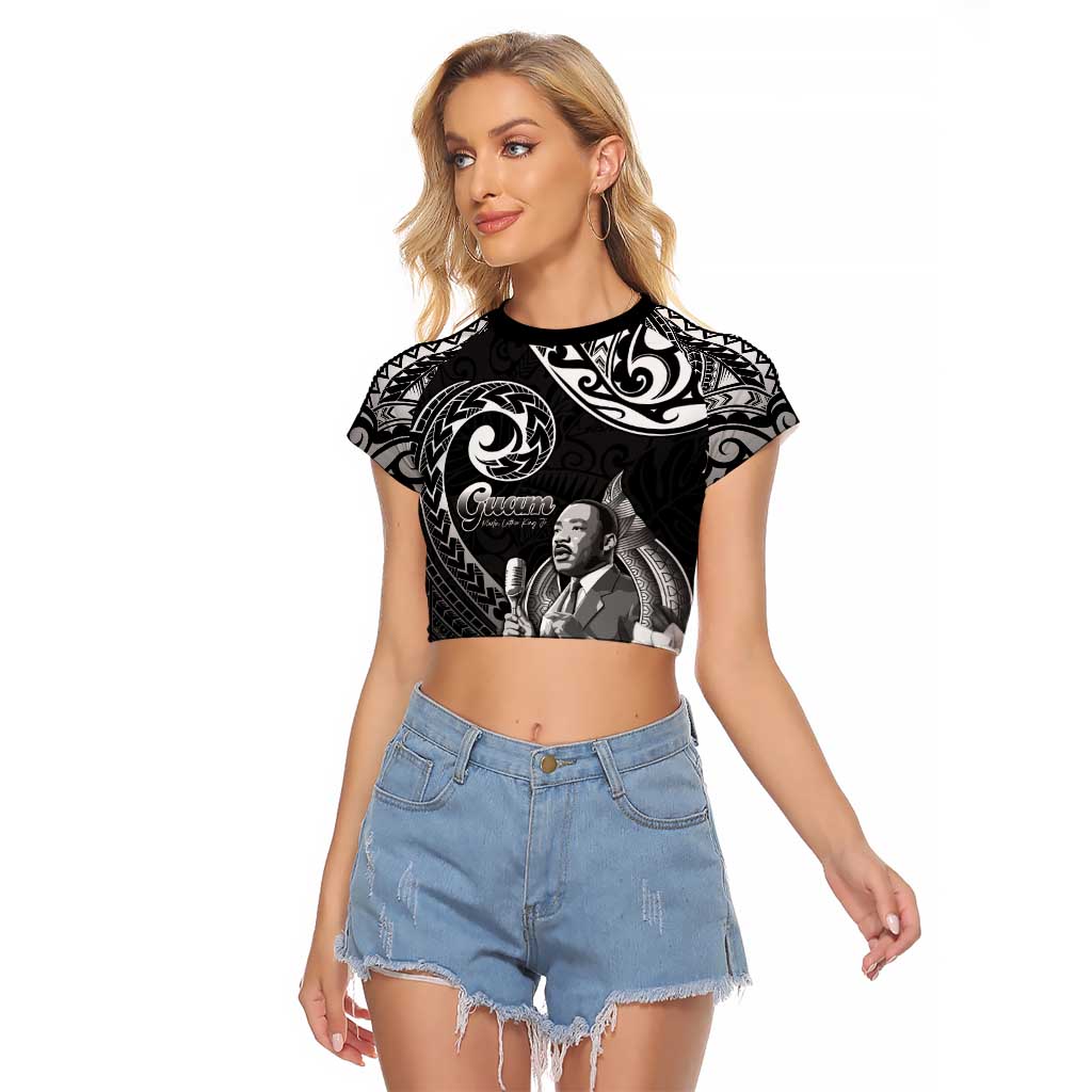 Guam MLK Day Raglan Cropped T Shirt The Legacy Of MLK LT05 Female Black - Polynesian Pride