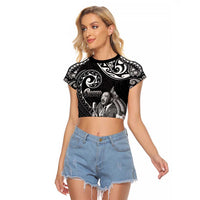 Guam MLK Day Raglan Cropped T Shirt The Legacy Of MLK LT05 Female Black - Polynesian Pride