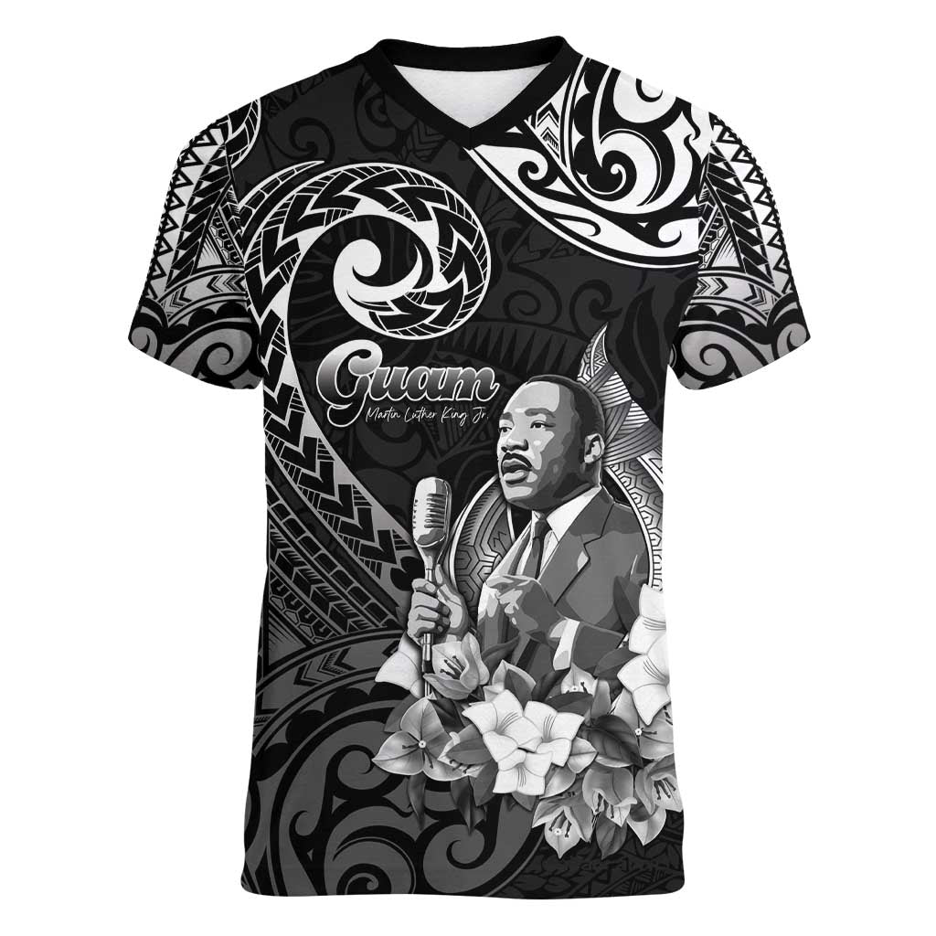 Guam MLK Day Women V-Neck T-Shirt The Legacy Of MLK LT05 Female Black - Polynesian Pride