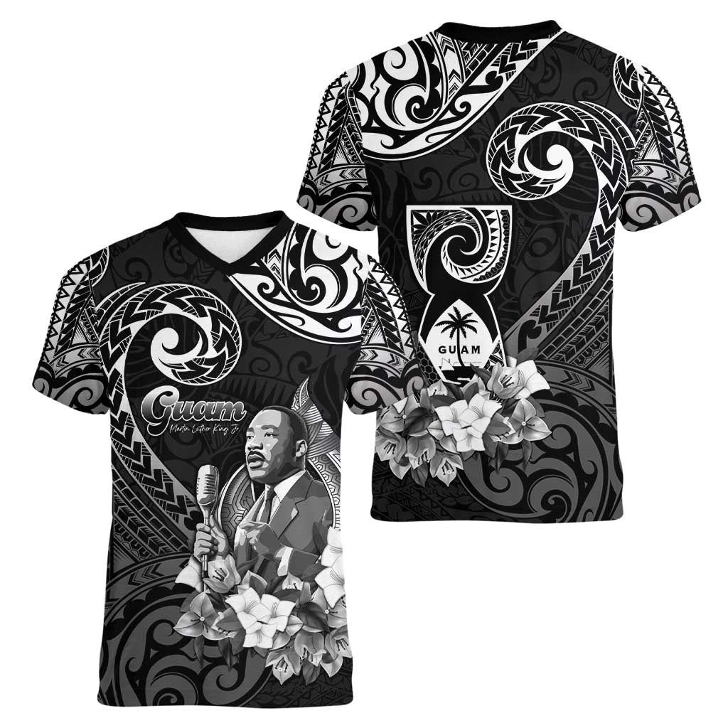 Guam MLK Day Women V-Neck T-Shirt The Legacy Of MLK LT05 - Polynesian Pride