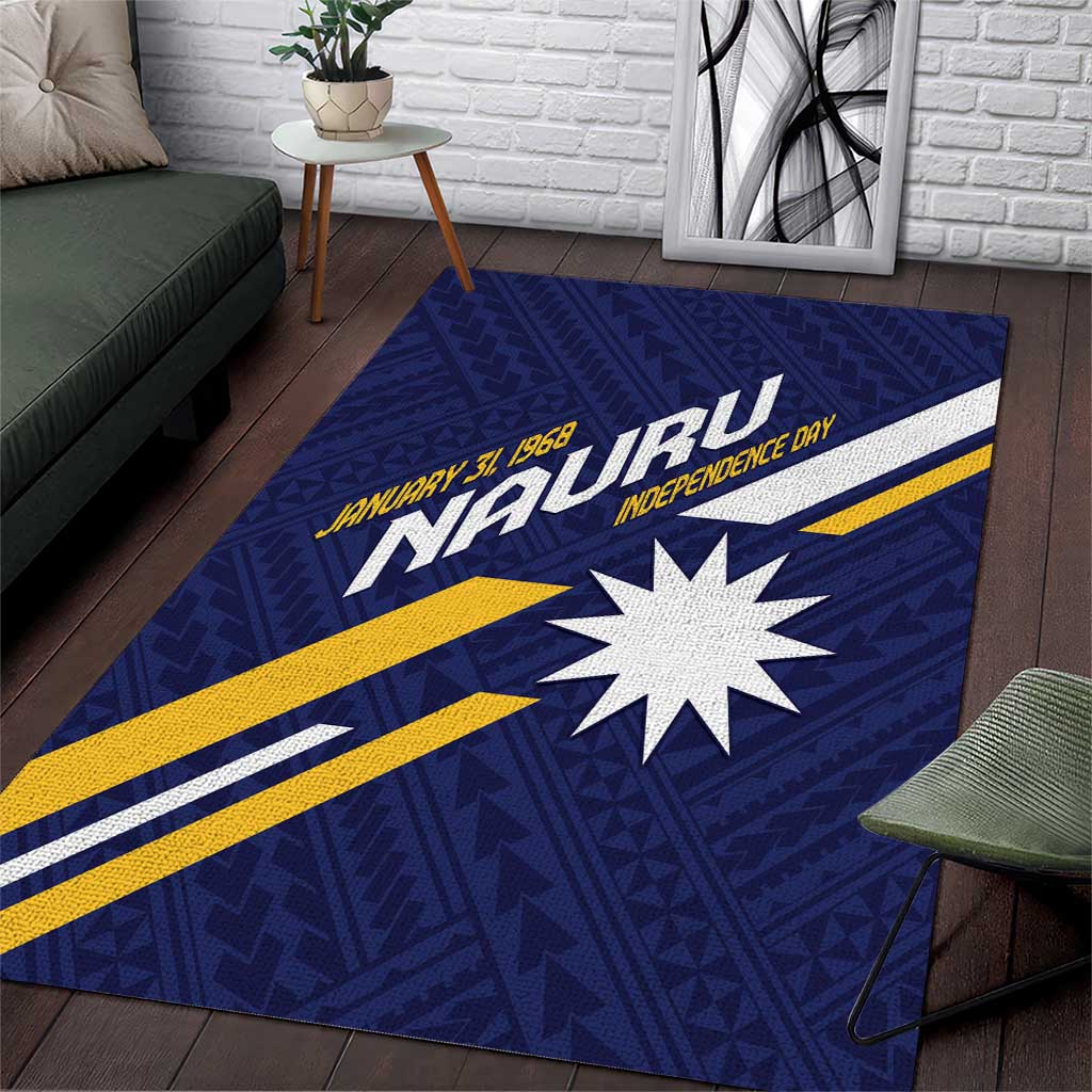 Happy Nauru Independence Day Area Rug Polynesian Pattern