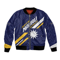 Personalised Happy Nauru Independence Day Bomber Jacket Polynesian Pattern LT05 Unisex Blue - Polynesian Pride