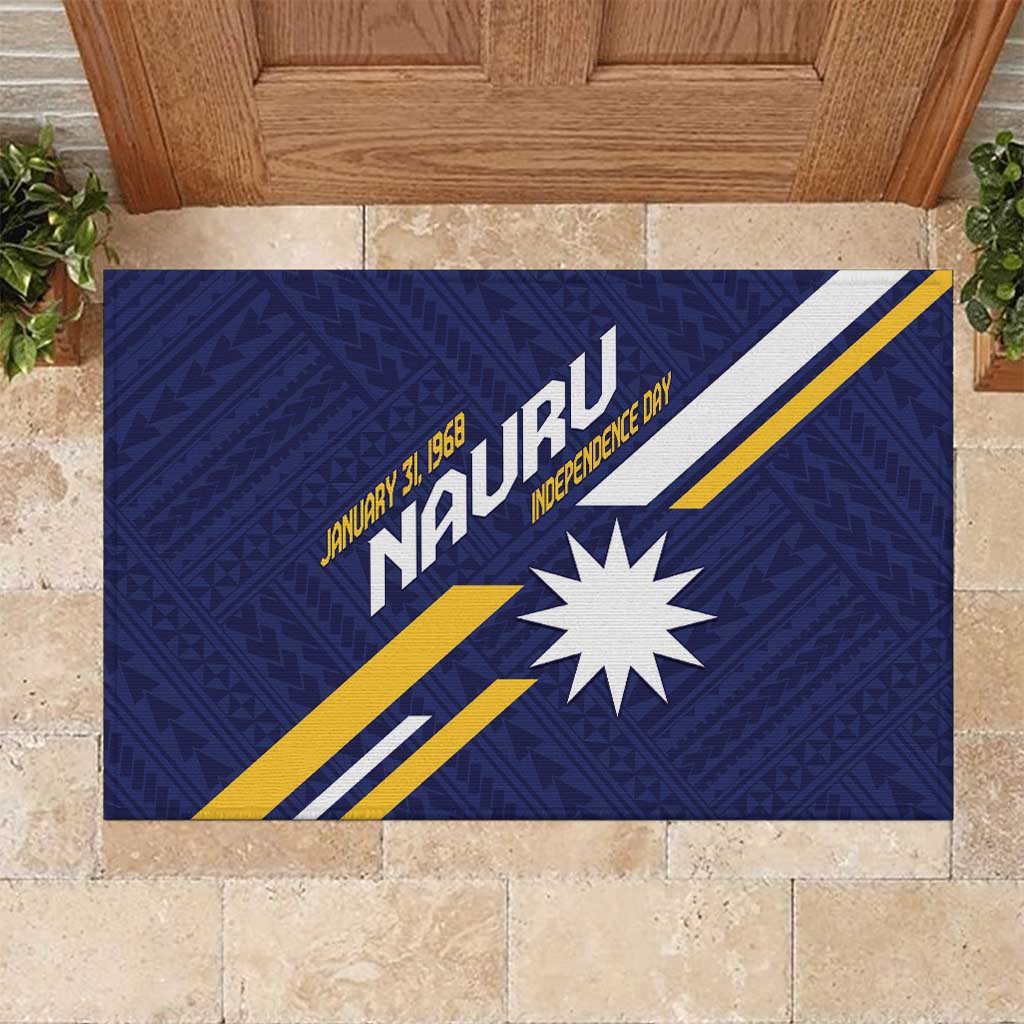 Happy Nauru Independence Day Rubber Doormat Polynesian Pattern