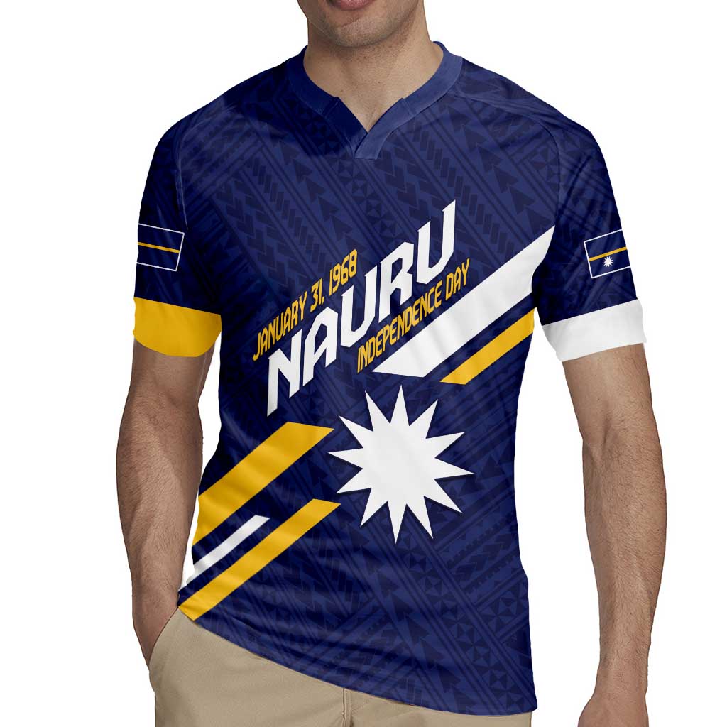 Personalised Happy Nauru Independence Day Rugby Jersey Polynesian Pattern