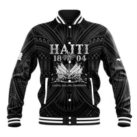 Haiti 1804 Baseball Jacket Polynesian Silver Neg Maron LT05 Unisex Silver - Polynesian Pride