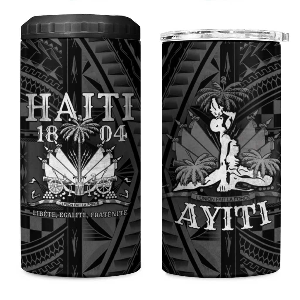 Haiti 1804 4 in 1 Can Cooler Tumbler Polynesian Silver Neg Maron LT05 One Size: 16 oz Silver - Polynesian Pride
