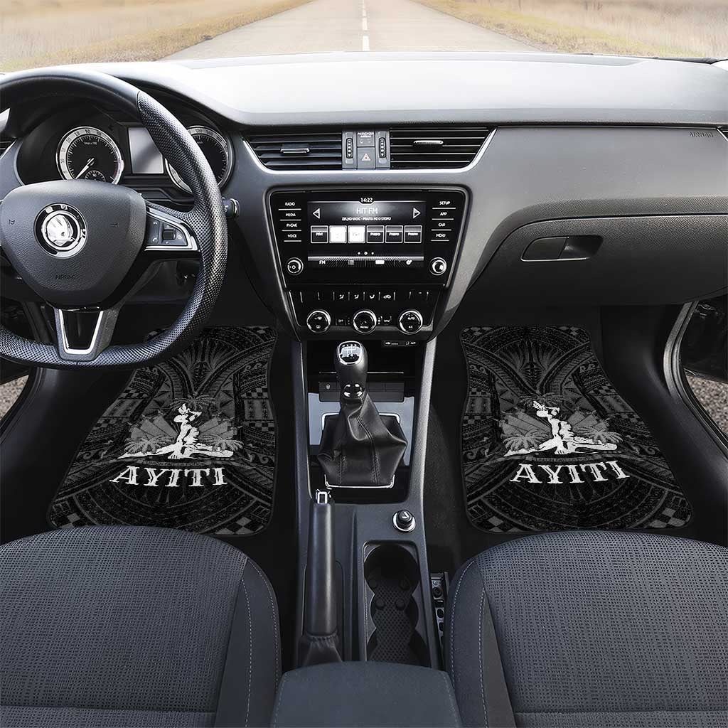 Haiti 1804 Car Mats Polynesian Silver Neg Maron LT05 Set 2pcs - Front Silver - Polynesian Pride