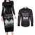 Haiti 1804 Couples Matching Long Sleeve Bodycon Dress and Long Sleeve Button Shirt Polynesian Silver Neg Maron