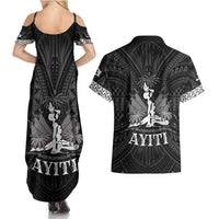 Haiti 1804 Couples Matching Summer Maxi Dress and Hawaiian Shirt Polynesian Silver Neg Maron LT05 - Polynesian Pride