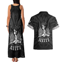 Haiti 1804 Couples Matching Tank Maxi Dress and Hawaiian Shirt Polynesian Silver Neg Maron LT05 - Polynesian Pride
