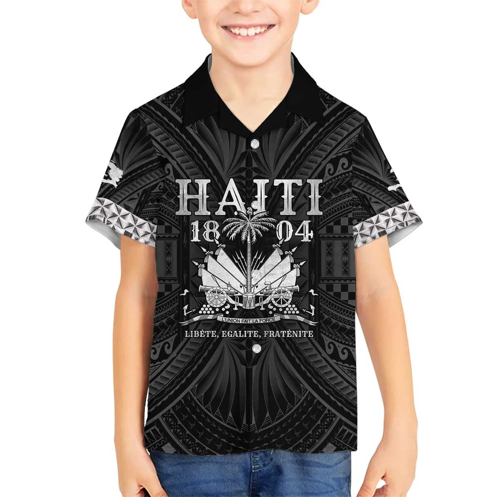 Haiti 1804 Family Matching Long Sleeve Bodycon Dress and Hawaiian Shirt Polynesian Silver Neg Maron