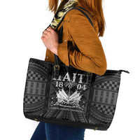 Haiti 1804 Leather Tote Bag Polynesian Silver Neg Maron LT05 Silver - Polynesian Pride
