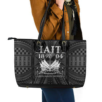 Haiti 1804 Leather Tote Bag Polynesian Silver Neg Maron LT05 - Polynesian Pride