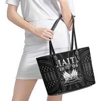 Haiti 1804 Leather Tote Bag Polynesian Silver Neg Maron LT05 - Polynesian Pride