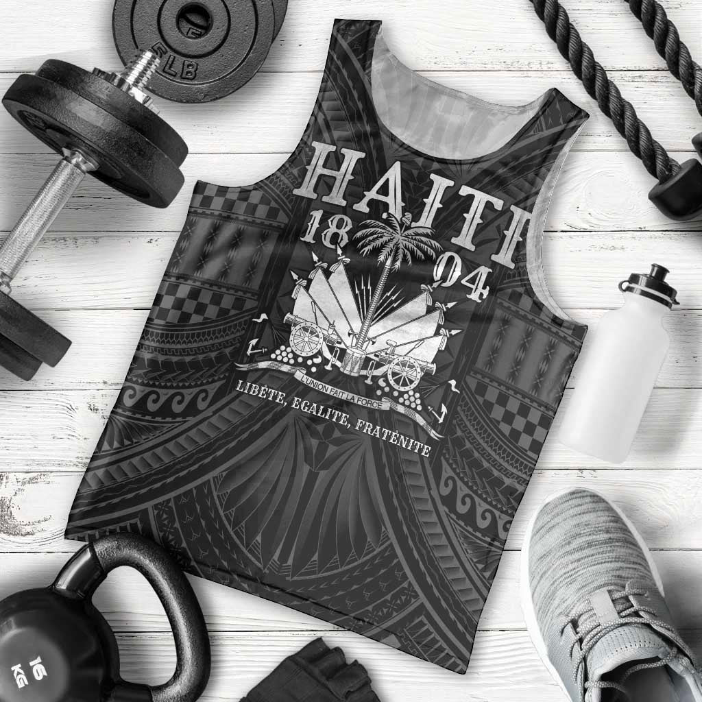 Haiti 1804 Men Tank Top Polynesian Silver Neg Maron LT05 - Polynesian Pride