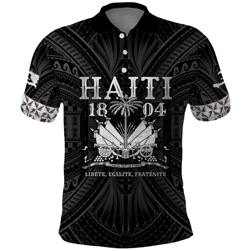 Haiti 1804 Polo Shirt Polynesian Silver Neg Maron