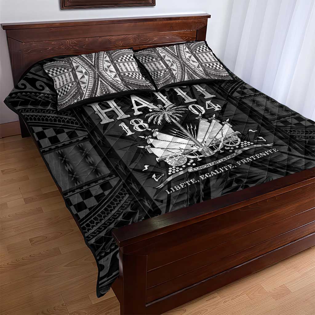 Haiti 1804 Quilt Bed Set Polynesian Silver Neg Maron LT05 - Polynesian Pride