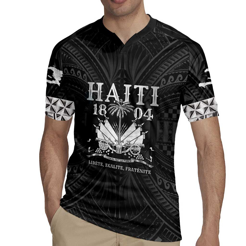 Haiti 1804 Rugby Jersey Polynesian Silver Neg Maron LT05 - Polynesian Pride