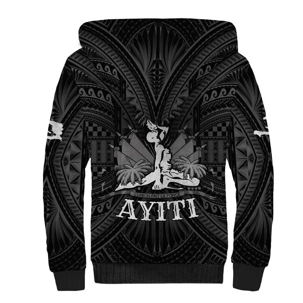 Haiti 1804 Sherpa Hoodie Polynesian Silver Neg Maron LT05 - Polynesian Pride